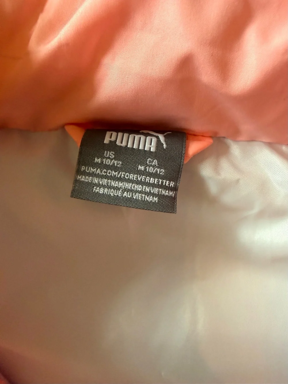 Kids PUMA Girls' Pink, White & Blue Puffer Vest, Like New! Size M 10/12